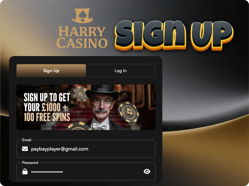 HarryCasino registration window